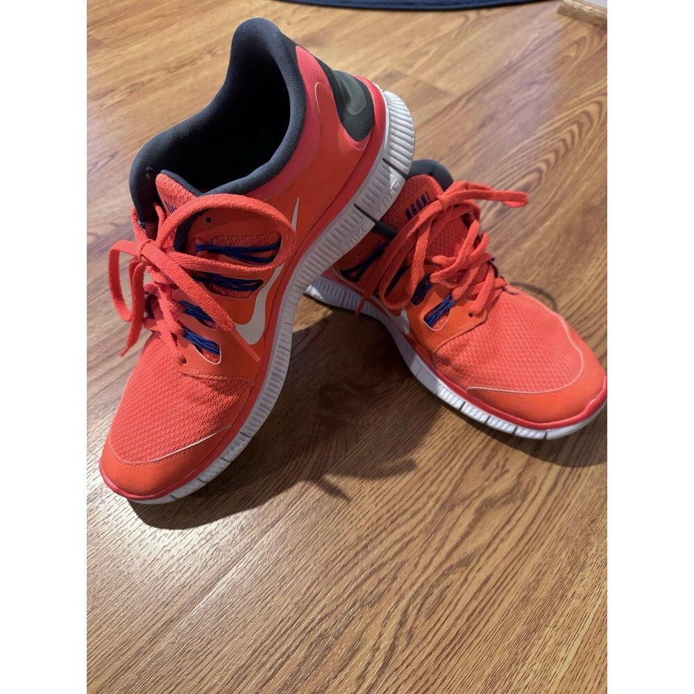NIKE Free 5.0 Size 10 Womens Running Shoes Orange / Gray Color Lace Up